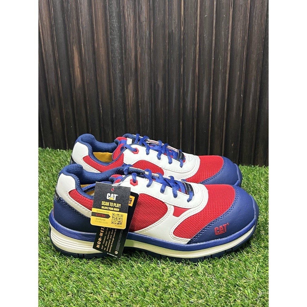 Size 7 - CAT Quake Women's CT ASTM Comp Safety Toe Work Sneakers Shoes Red/Blue